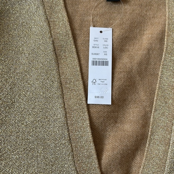 NWT J.Crew Gold Metallic V-neck Cardigan. - Picture 5 of 5